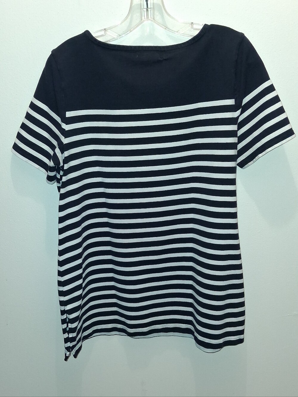 Liz Claiborne Dark Blue & White Striped Short Sleeve Top - Picture 3 of 5